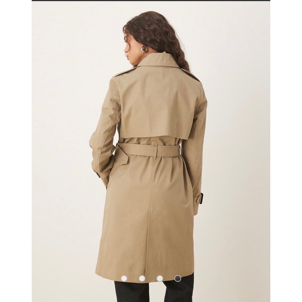 Chic Mango Cotton Mid-Length Trench Coat - Beige, Size S - Picture 3 of 6